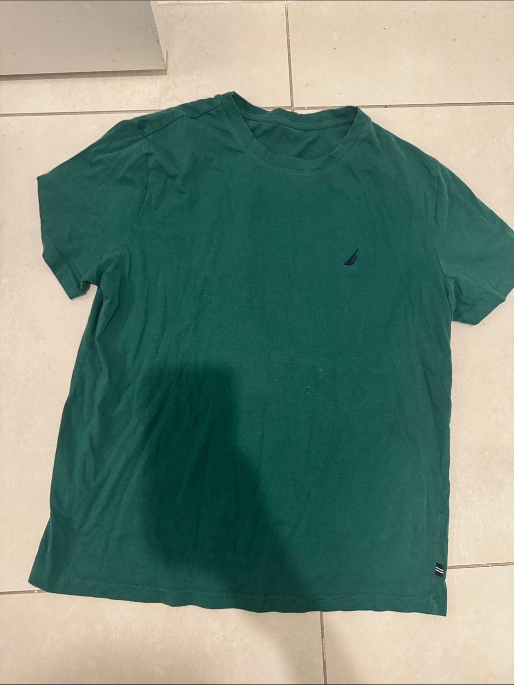 Nautica Short Sleeve Crew Tee in Forest Green with Navy Logo